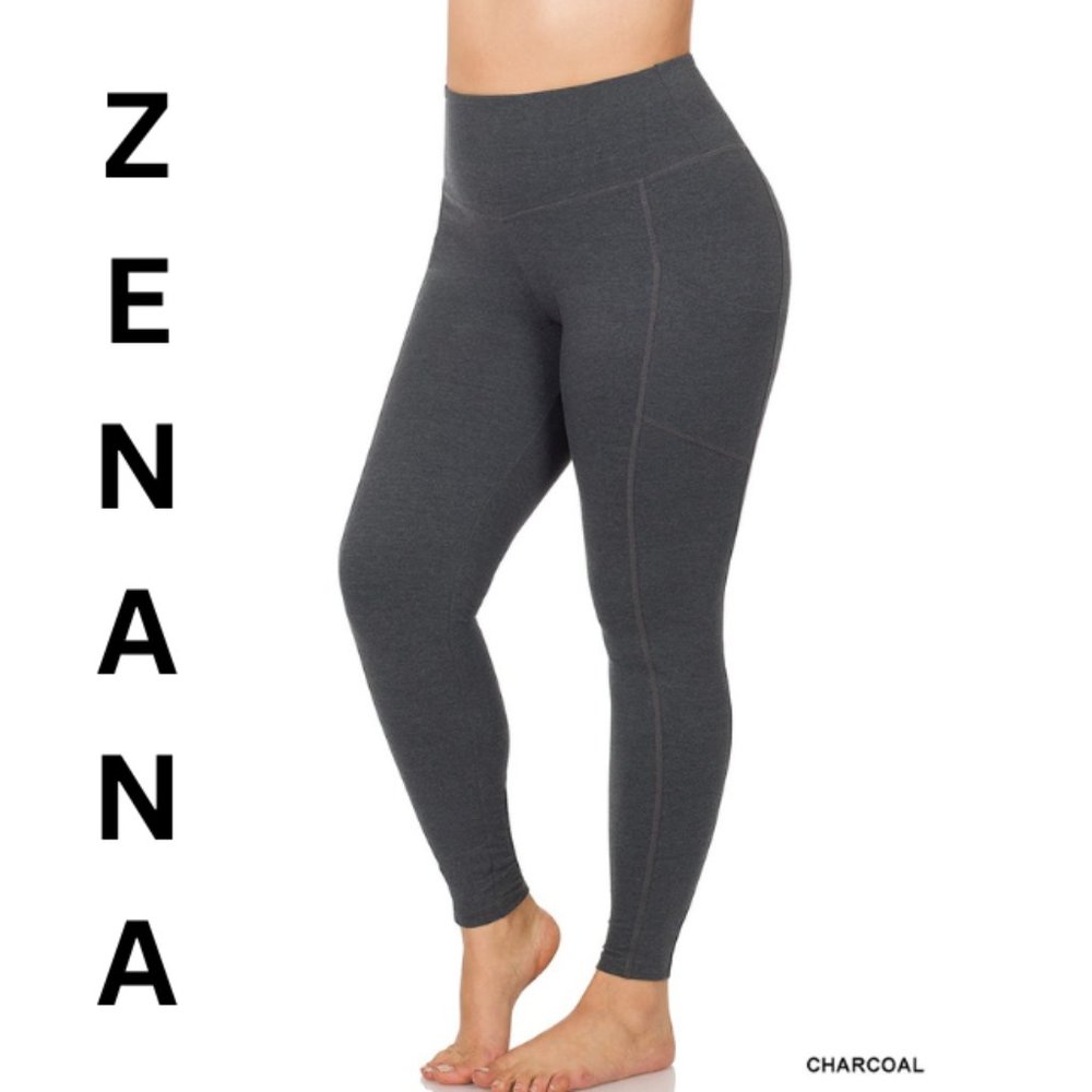 Zenana Plus Better Cotton Wide Waistband Pocket Leggings